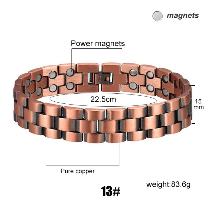 Men Magnetic Health Bracelet Pure Copper Power Energy Bracelet For Men Blood Pressure Magnets Bangles