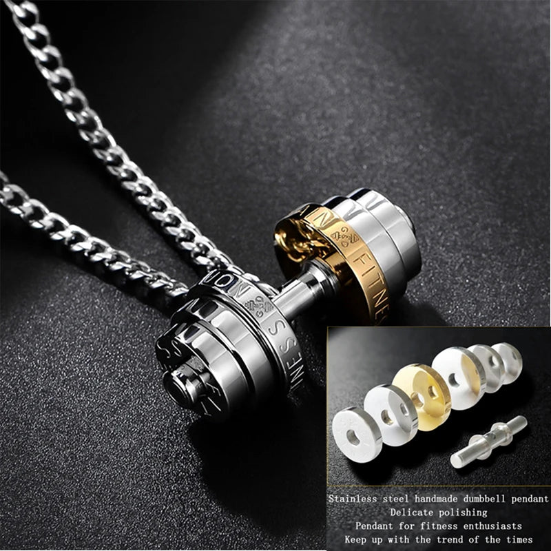 Stainless Steel Necklace Gym Barbell Necklace Mens Jewellery on the neck Fashionable Couple Pendan With A Barbell