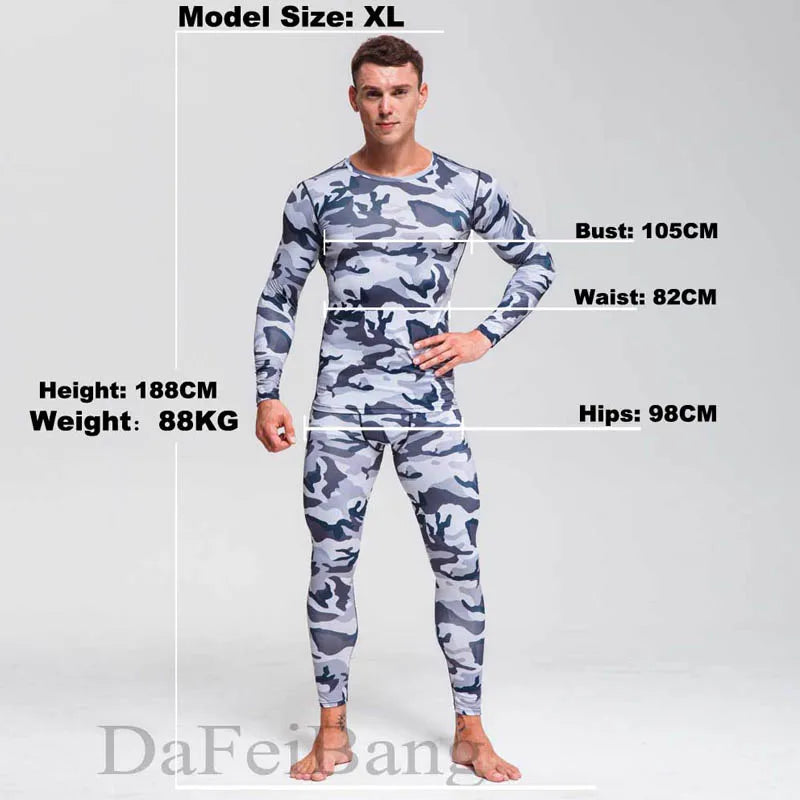 Quick Dry Camouflage Men's Running Sets Compression Sports Suits Skinny Tights Clothes Gym Rashguard Fitness Sportswear Men 2025