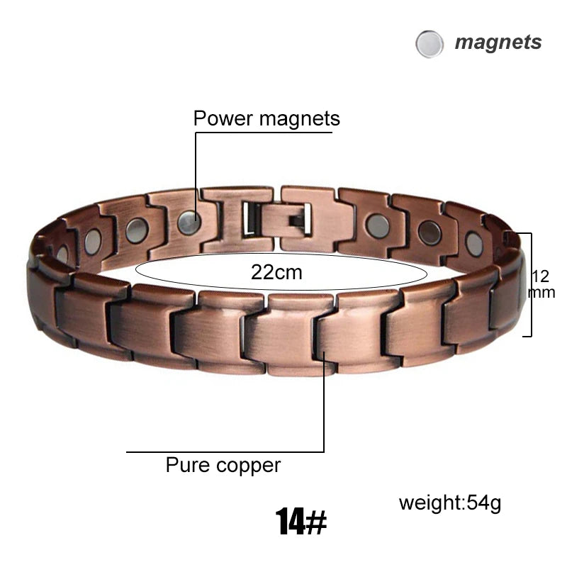 Men Magnetic Health Bracelet Pure Copper Power Energy Bracelet For Men Blood Pressure Magnets Bangles