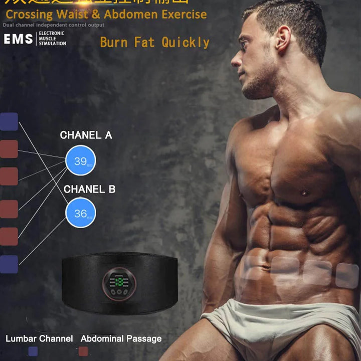 Muscle Stimulation Belt Electric ABS Stimulator Trainer EMS  Abdominal Exerciser Toning Belts Fitness Training Gym Workout