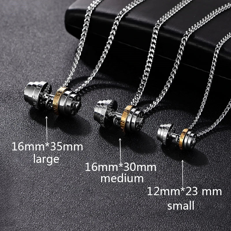 Stainless Steel Necklace Gym Barbell Necklace Mens Jewellery on the neck Fashionable Couple Pendan With A Barbell