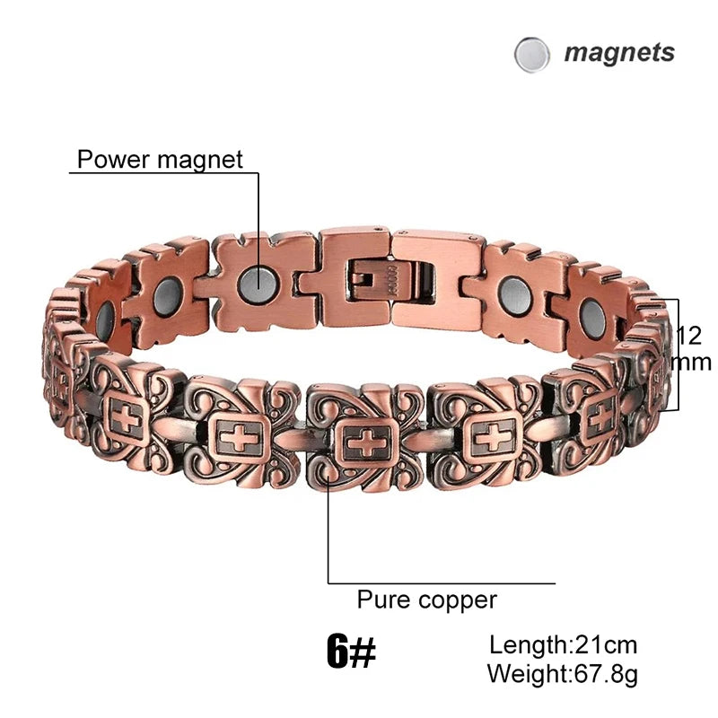 Men Magnetic Health Bracelet Pure Copper Power Energy Bracelet For Men Blood Pressure Magnets Bangles