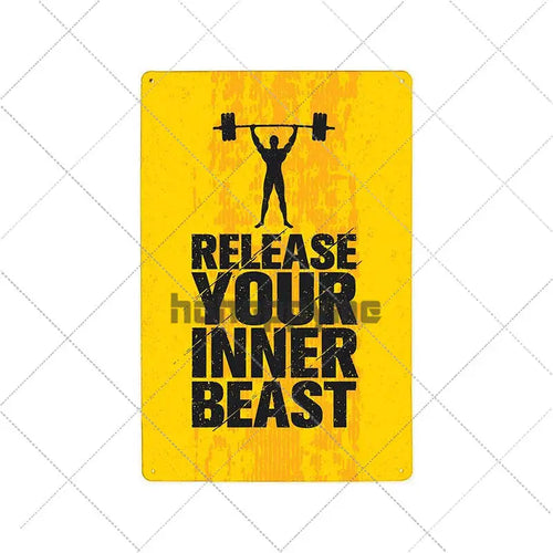 Gym Rule Metal Sign Fitness Motivational Quotes Poster Work Out Plaque