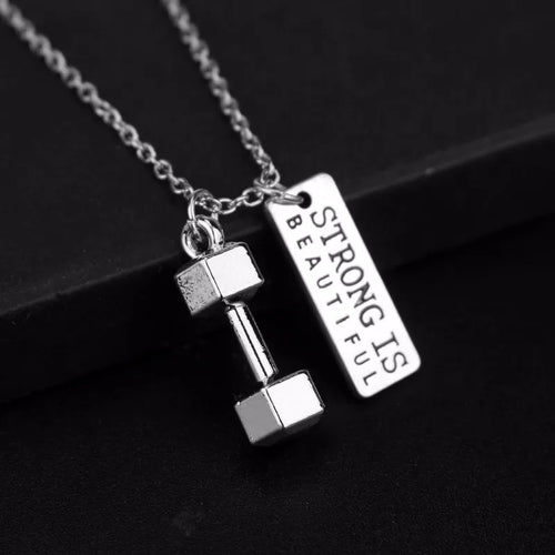 Fitness Gym Dumbbell Pendant Necklace Jewellery Bodybuilding Necklaces