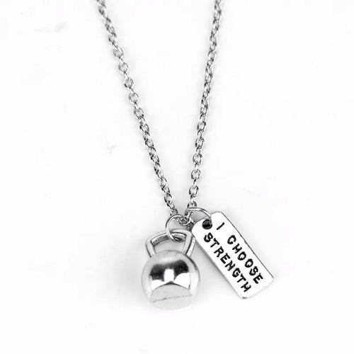 Fitness Gym Dumbbell Pendant Necklace Jewellery Bodybuilding Necklaces