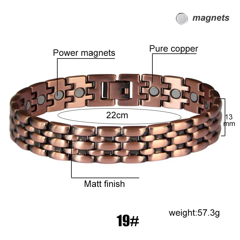 Men Magnetic Health Bracelet Pure Copper Power Energy Bracelet For Men Blood Pressure Magnets Bangles