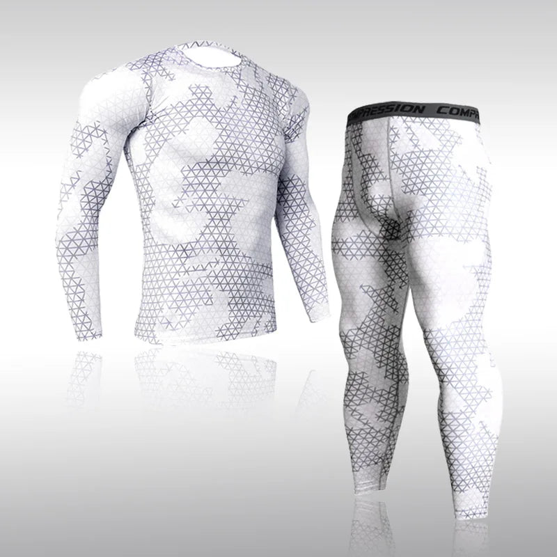 Quick Dry Camouflage Men's Running Sets Compression Sports Suits Skinny Tights Clothes Gym Rashguard Fitness Sportswear Men 2025