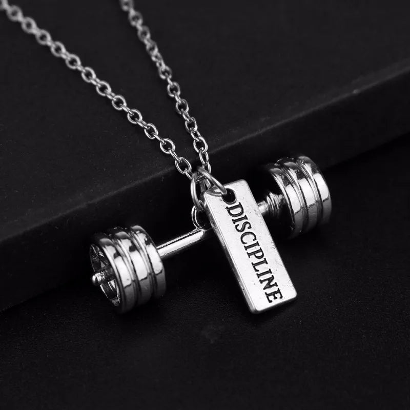 Fitness Gym Dumbbell Pendant Necklace Jewellery Bodybuilding Necklaces