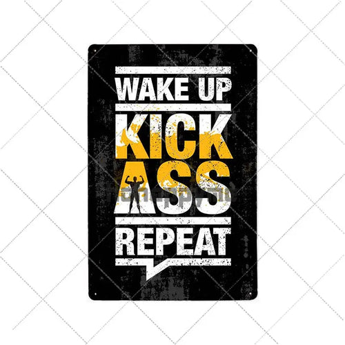 Gym Rule Metal Sign Fitness Motivational Quotes Poster Work Out Plaque