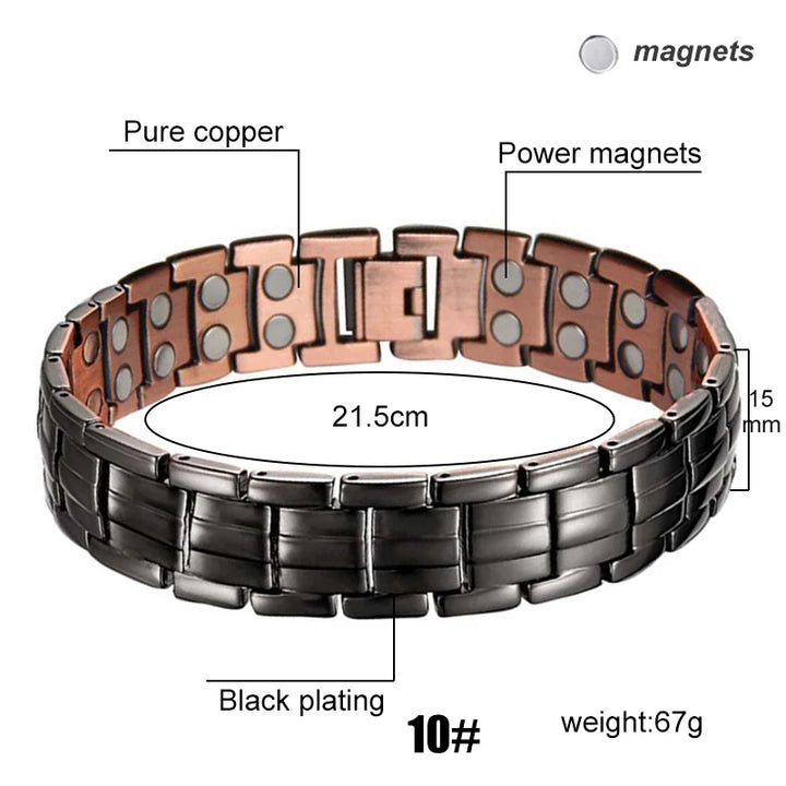 Men Magnetic Health Bracelet Pure Copper Power Energy Bracelet For Men Blood Pressure Magnets Bangles