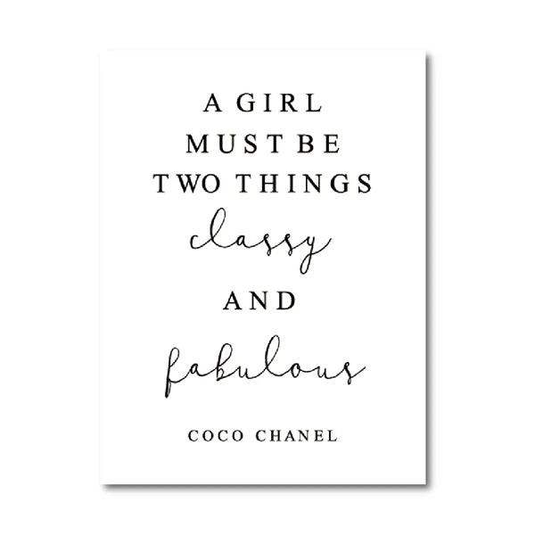 Coco Quotes Fashion Poster Print Minimalist Art Canvas Painting Modern Inspirational Saying Picture Girls Room Wall Art Decor