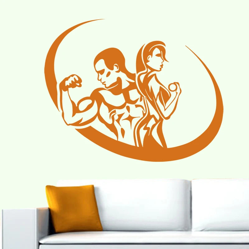 Fitness Club Decal Dumbbell Body-building Posters Vinyl Wall Decals