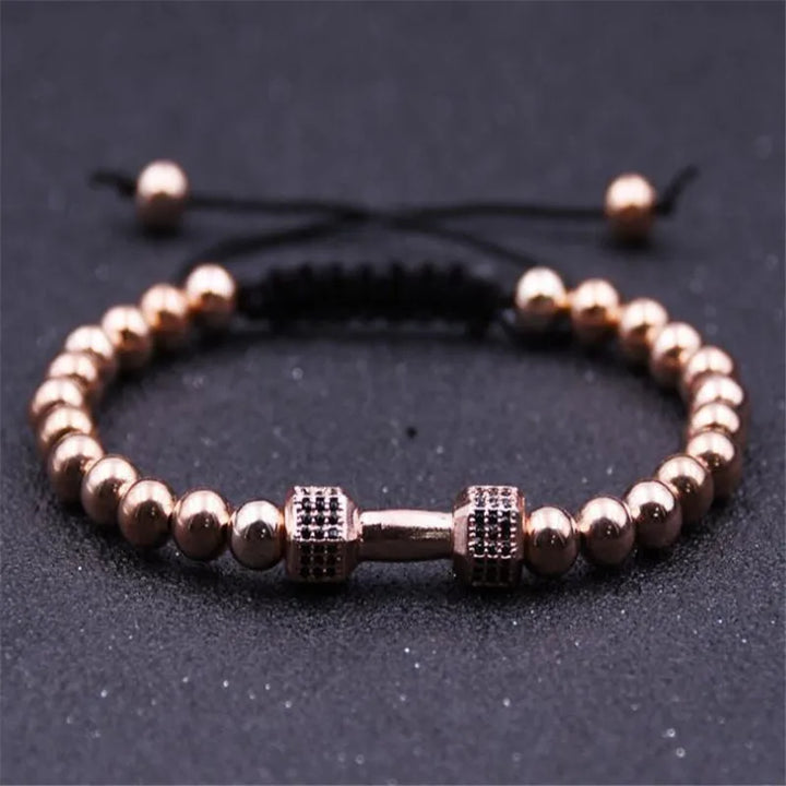 New Black Hematite Beads Stone Bracelet Fitness Fit Life Prayer Dumbbell Bracelets For Men Macrame Barbell Jewellery