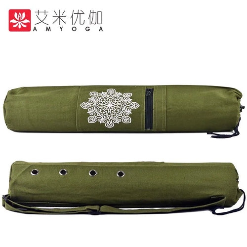 Durable canvas cotton yoga mat tote bag easy loading