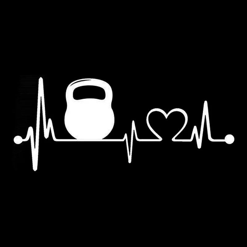 21.1cm*7.9cm Kettlebell Lifeline Heartbeat Car Sticker Motorcycle