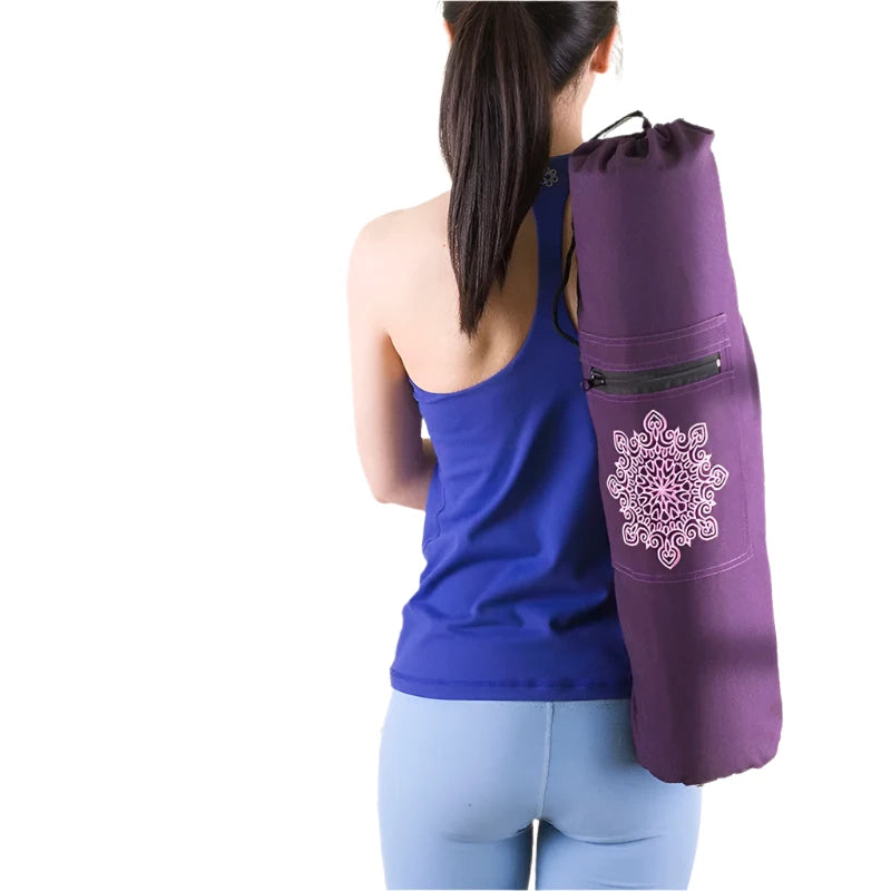 Durable canvas cotton yoga mat tote bag easy loading