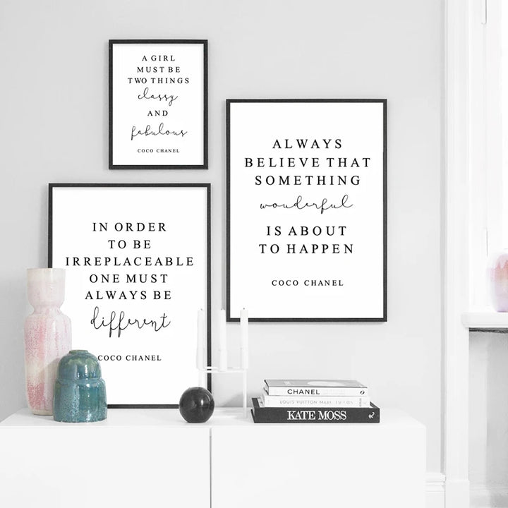 Coco Quotes Fashion Poster Print Minimalist Art Canvas Painting Modern Inspirational Saying Picture Girls Room Wall Art Decor