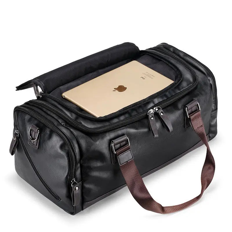 Men's PU Leather Gym Bag Sports Bags Duffel Travel Luggage Tote