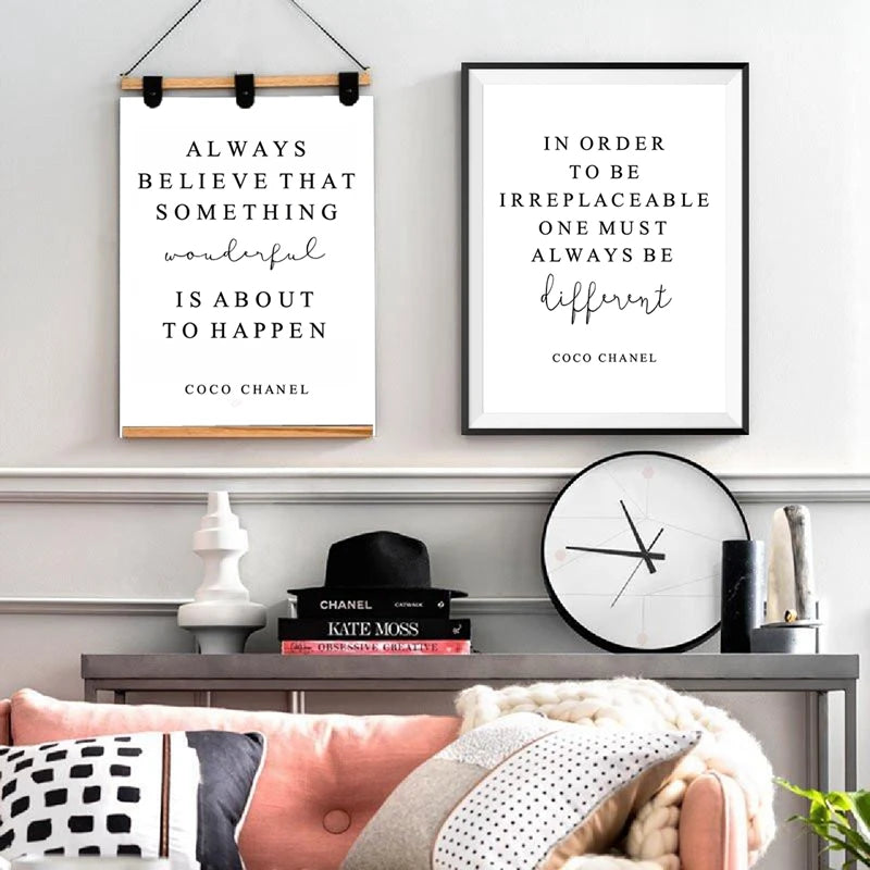 Coco Quotes Fashion Poster Print Minimalist Art Canvas Painting Modern Inspirational Saying Picture Girls Room Wall Art Decor