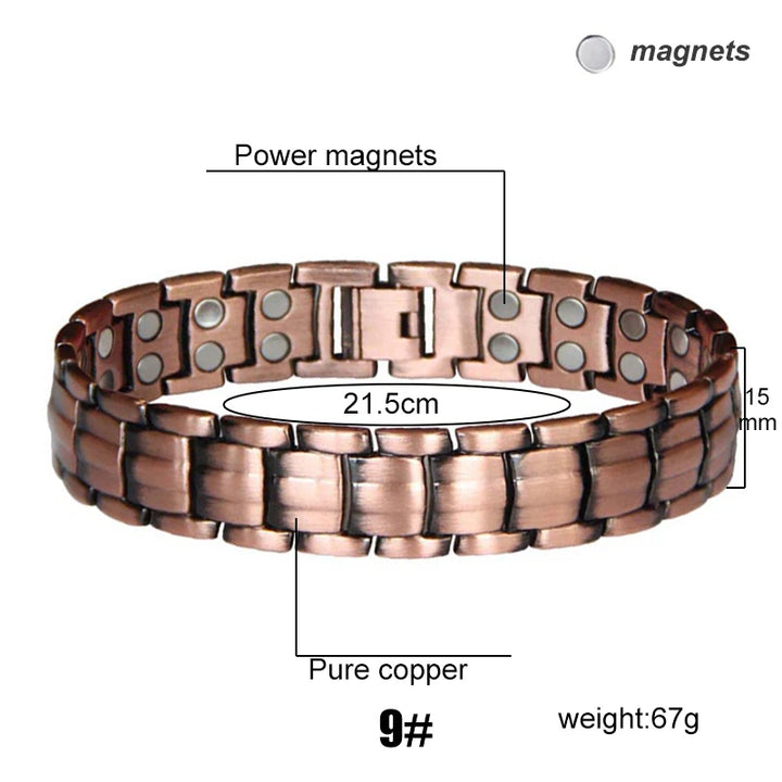 Men Magnetic Health Bracelet Pure Copper Power Energy Bracelet For Men Blood Pressure Magnets Bangles