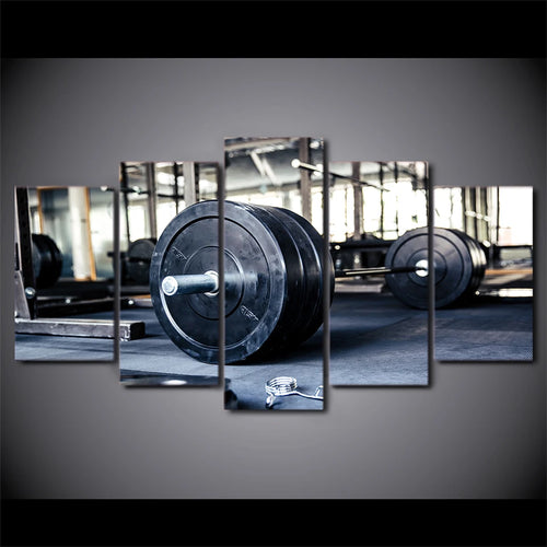No Framed Canvas 5 Pieces Weightlifting Sports Gym Fit Wall Art