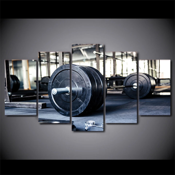 No Framed Canvas 5 Pieces Weightlifting Sports Gym Fit Wall Art