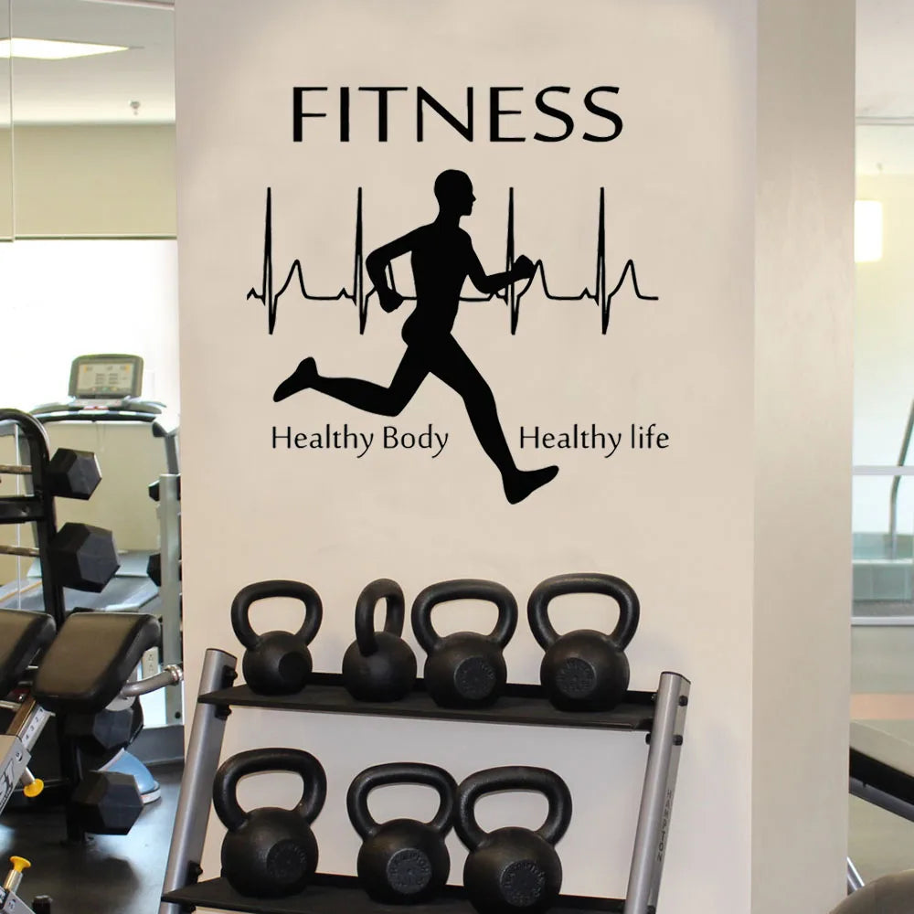 Fitness Wall Stickers Healthy Body Life Running Sports Decals Art