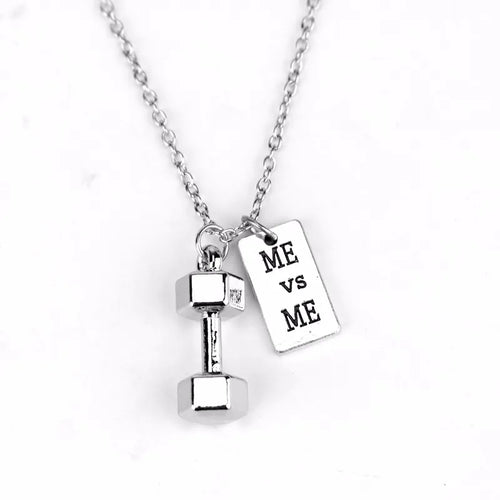 Fitness Gym Dumbbell Pendant Necklace Jewellery Bodybuilding Necklaces