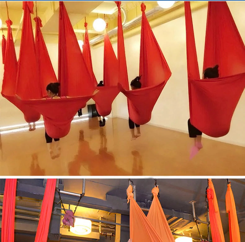 Elastic 5 Meters 2017 Aerial Yoga Hammock Flying Swing Latest Multifunction Anti-gravity Yoga Belts for yoga training Yoga belt