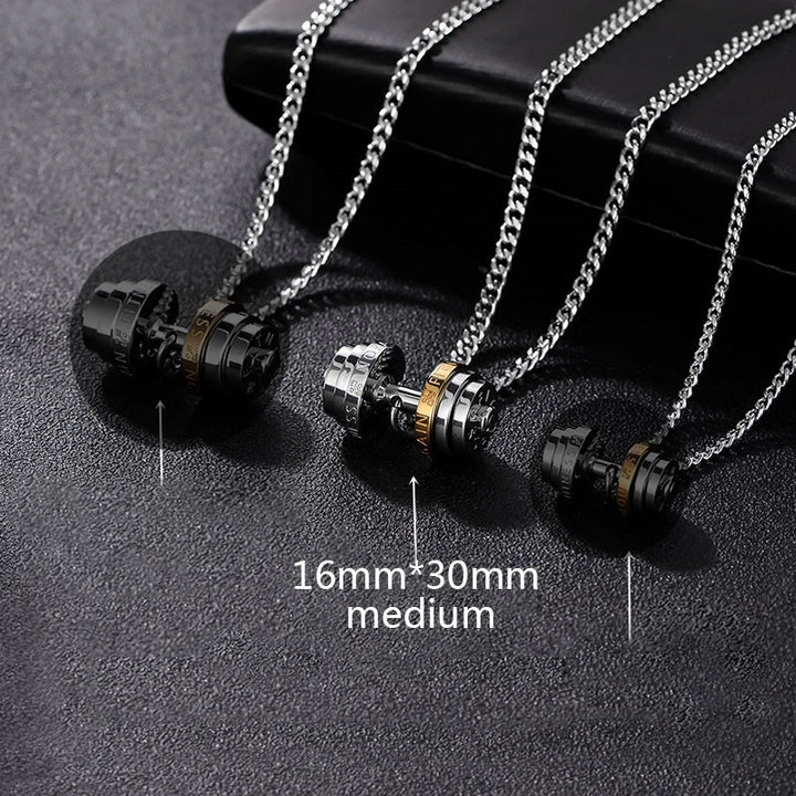 Stainless Steel Necklace Gym Barbell Necklace Mens Jewellery on the neck Fashionable Couple Pendan With A Barbell