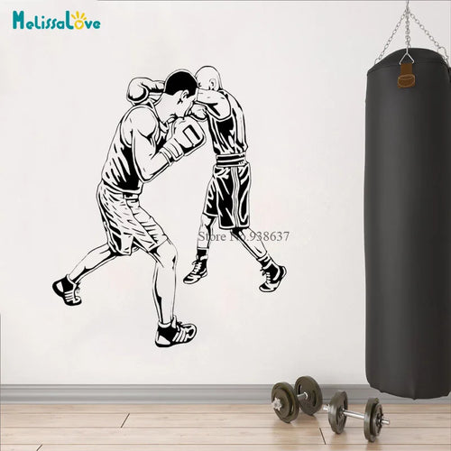 Two Male boxer Boxing fight Sticker Boy's Room GYM Decor Kick Combat