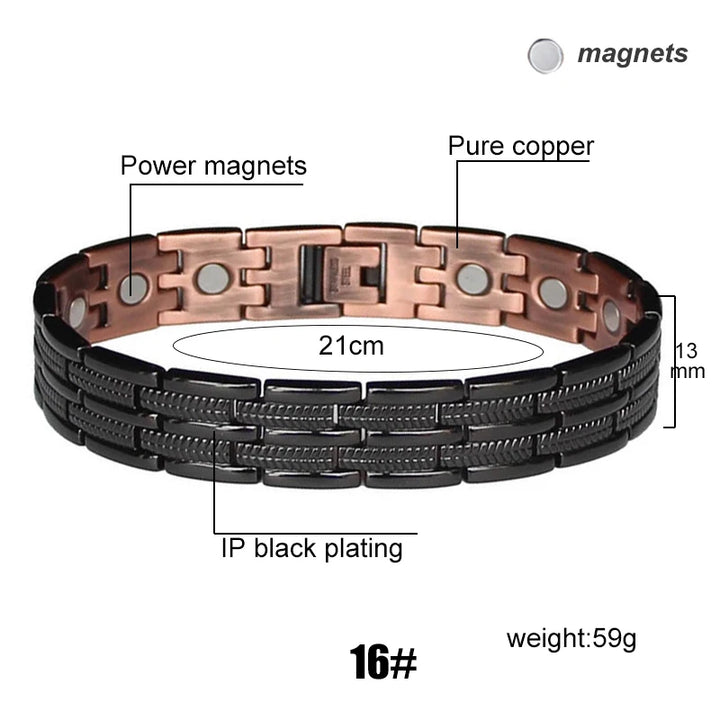 Men Magnetic Health Bracelet Pure Copper Power Energy Bracelet For Men Blood Pressure Magnets Bangles