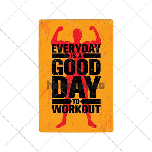 Gym Rule Metal Sign Fitness Motivational Quotes Poster Work Out Plaque