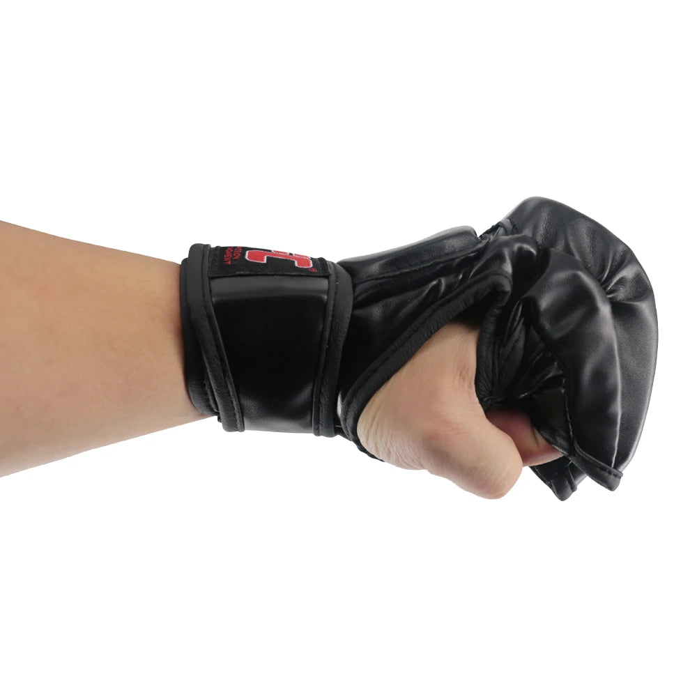 MMA Black ferocious fighting half-finger gloves Tiger muay thai boxing