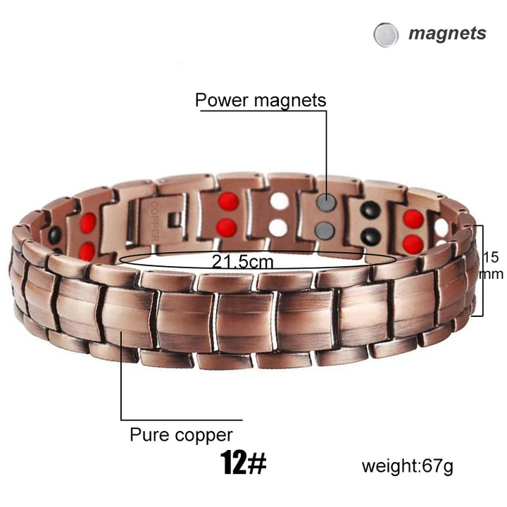 Men Magnetic Health Bracelet Pure Copper Power Energy Bracelet For Men Blood Pressure Magnets Bangles