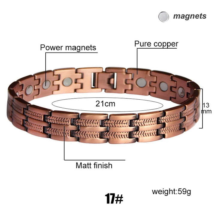 Men Magnetic Health Bracelet Pure Copper Power Energy Bracelet For Men Blood Pressure Magnets Bangles