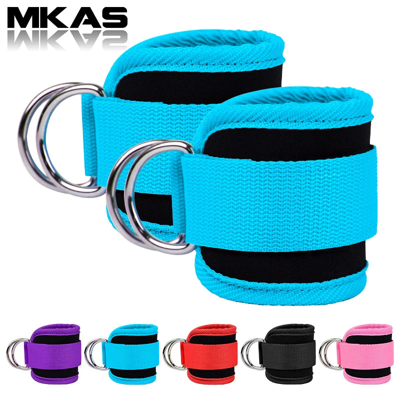 Fitness Adjustable D-Ring Ankle Straps For Cable Machines Foot Support