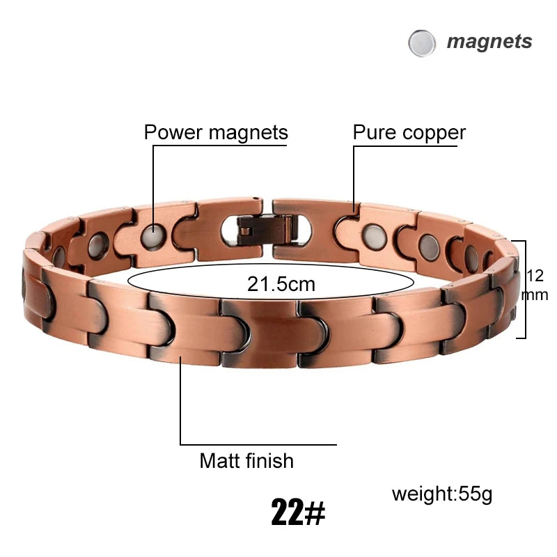 Men Magnetic Health Bracelet Pure Copper Power Energy Bracelet For Men Blood Pressure Magnets Bangles