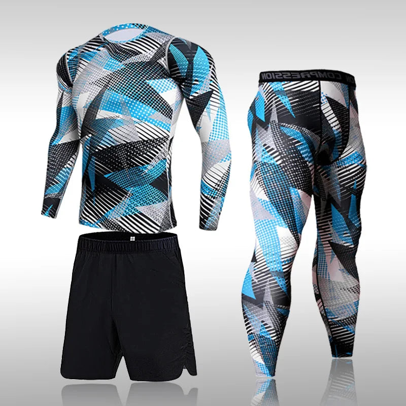 Quick Dry Camouflage Men's Running Sets Compression Sports Suits Skinny Tights Clothes Gym Rashguard Fitness Sportswear Men 2025