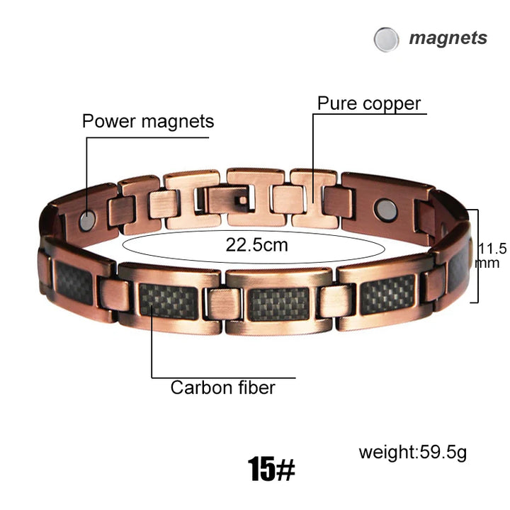 Men Magnetic Health Bracelet Pure Copper Power Energy Bracelet For Men Blood Pressure Magnets Bangles