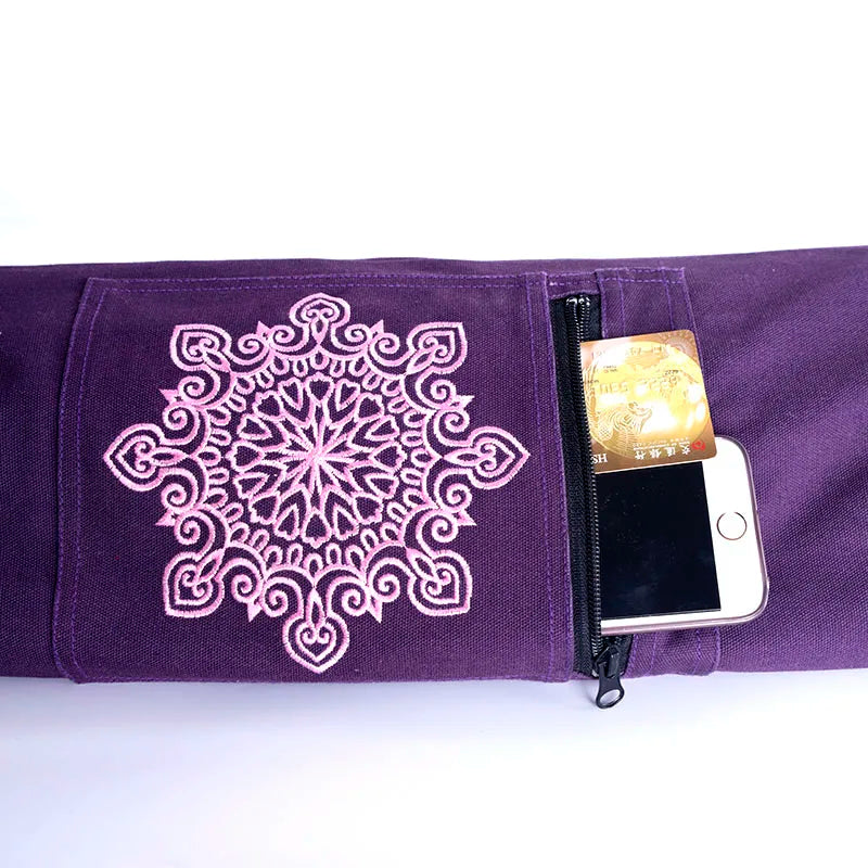 Durable canvas cotton yoga mat tote bag easy loading