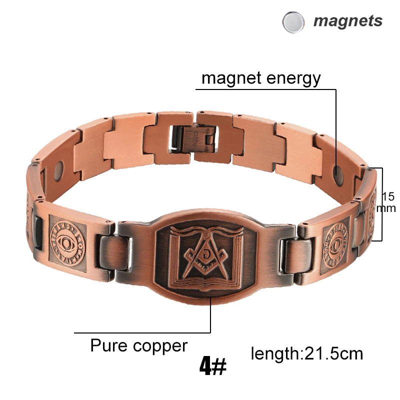 Men Magnetic Health Bracelet Pure Copper Power Energy Bracelet For Men Blood Pressure Magnets Bangles