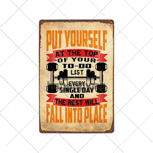 Gym Rule Metal Sign Fitness Motivational Quotes Poster Work Out Plaque