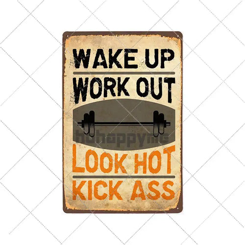 Gym Rule Metal Sign Fitness Motivational Quotes Poster Work Out Plaque