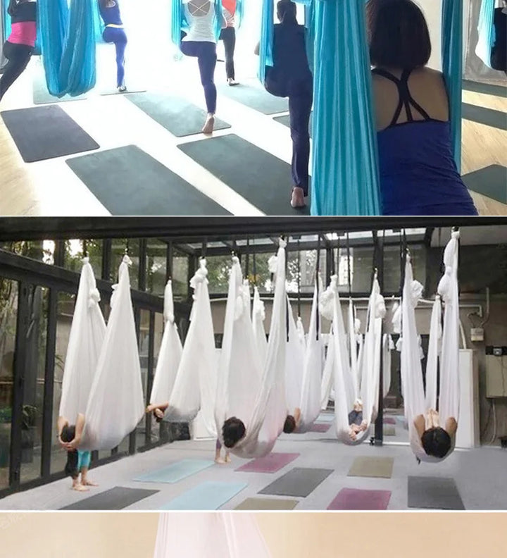 Elastic 5 Meters 2017 Aerial Yoga Hammock Flying Swing Latest Multifunction Anti-gravity Yoga Belts for yoga training Yoga belt