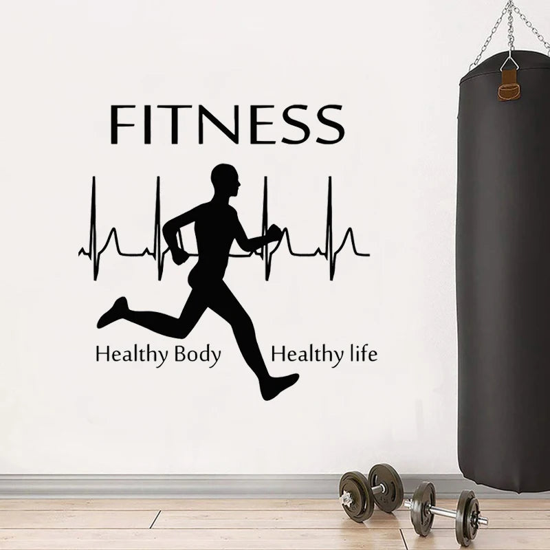 Fitness Wall Stickers Healthy Body Life Running Sports Decals Art