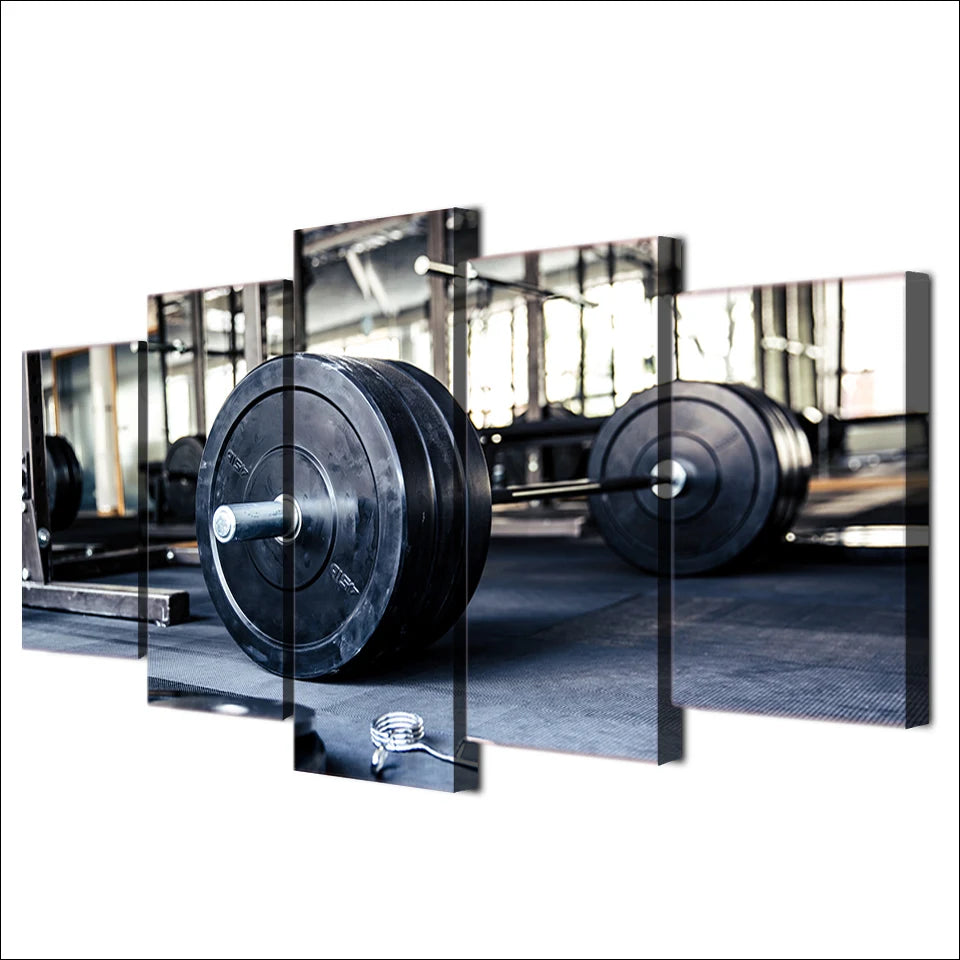 No Framed Canvas 5 Pieces Weightlifting Sports Gym Fit Wall Art