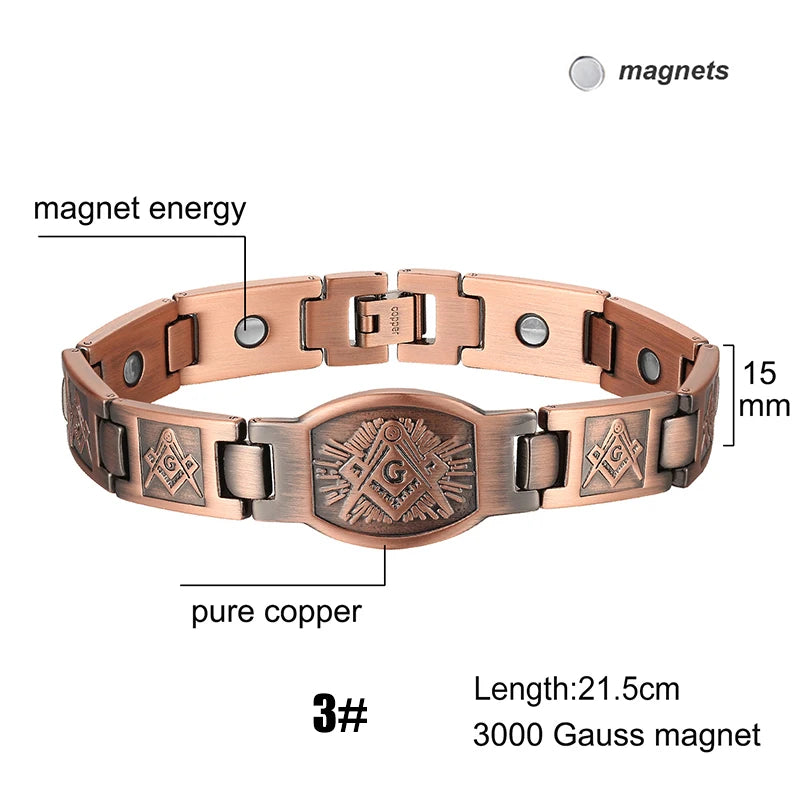 Men Magnetic Health Bracelet Pure Copper Power Energy Bracelet For Men Blood Pressure Magnets Bangles