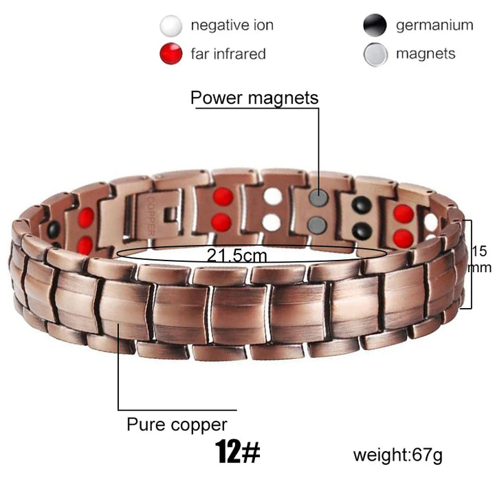 Men Magnetic Health Bracelet Pure Copper Power Energy Bracelet For Men Blood Pressure Magnets Bangles